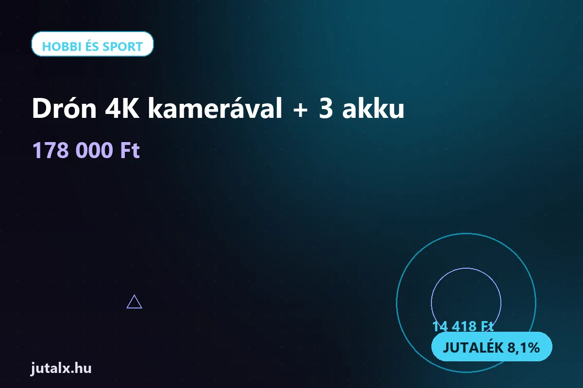 Drón 4K kamerával + 3 akku — Hobbi és sport ajánlat jutalékkal